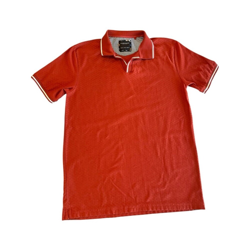 Denim & Flower Men's Short-Sleeve Sweater Polo Shirt Preppy Knit Medium
